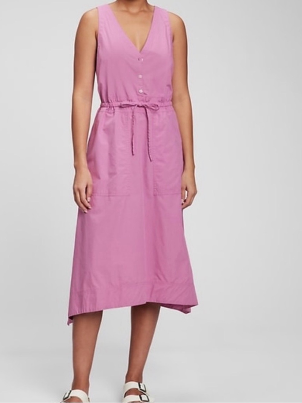 Gap Midi Dress Size Small Tall Tie-Waist in Purple Clover